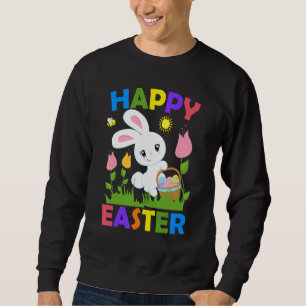 Sudadera Feliz Pascua Bunny Egg Basket Honeybee Flower Chri
