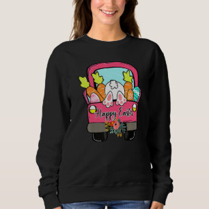 Sudadera Feliz Pascua Camión de Recogida Conejo Huevos Vint