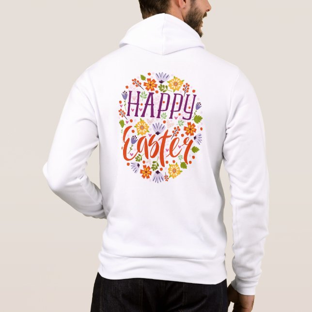 Sudadera Feliz Pascua con flores de primavera-23143 (Reverso)
