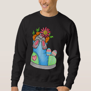 Sudadera Feliz Pascua Con Las Zanahorias Y Los Huevos En Un