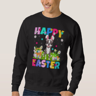 Sudadera Feliz Pascua Conejo Boston Terrier Dog Pascua Sund