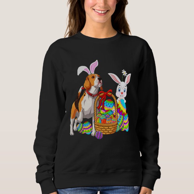 Sudadera Feliz Pascua Conejo Conejo Beagle Perro Cebada Con (Anverso)