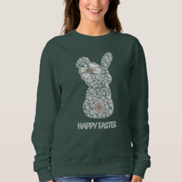 Sudadera Feliz Pascua Conejo de Encaje Orejas de Encaje Laz