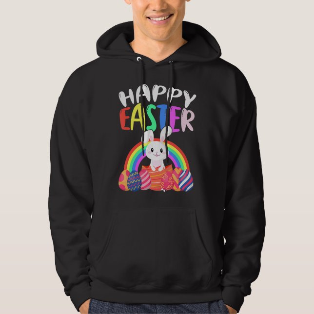 Sudadera Feliz Pascua Conejo de Pascua Niños de Huevos Colo (Anverso)