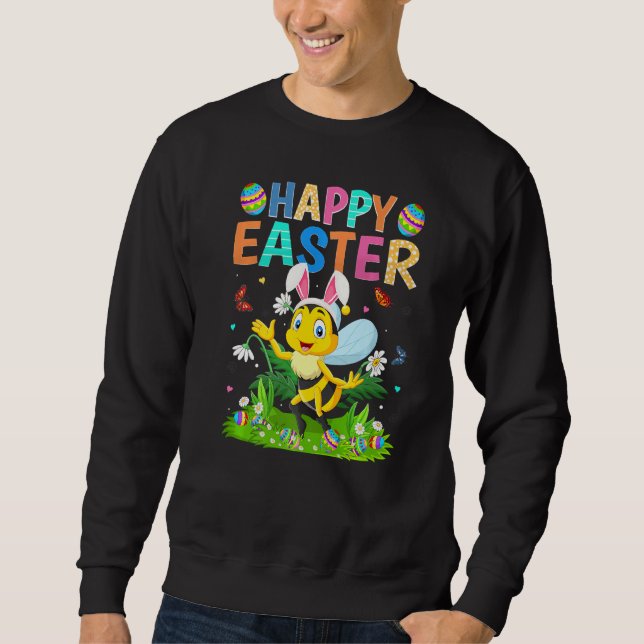 Sudadera Feliz Pascua Conejo Huevo Divertido Bumble Bee Eas (Anverso)