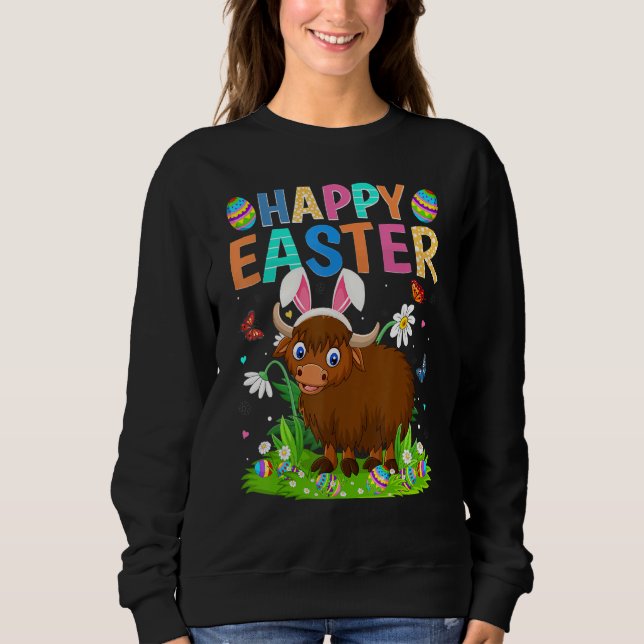Sudadera Feliz Pascua Conejo Huevo Gracioso Búfalo Domingo  (Anverso)