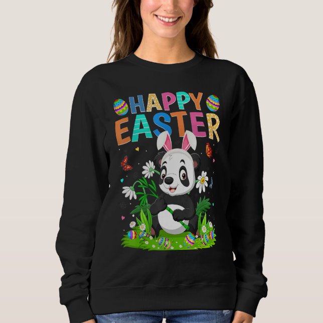 Sudadera Feliz Pascua Conejo Huevo Gracioso Panda Pascua Do (Anverso)