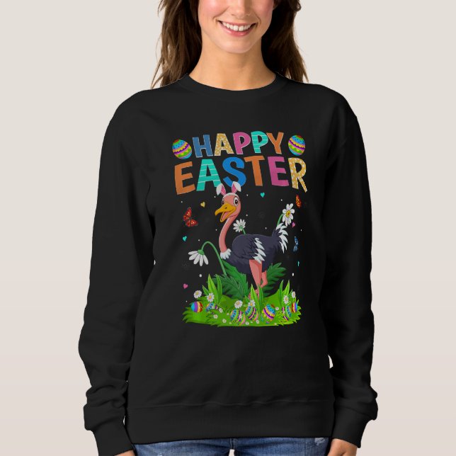 Sudadera Feliz Pascua De Pascua De Aves De Ostrich Gracioso (Anverso)