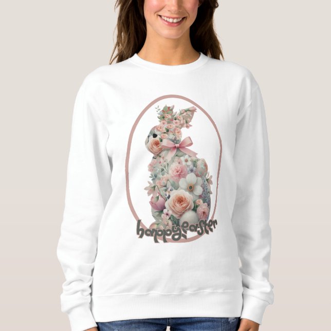 Sudadera Feliz Pascua Floral Bunny Floral Easter Bunny (Anverso)