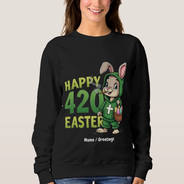 Sudadera Feliz Pascua Gracioso Diseño Conejo de Pascua (Anverso)