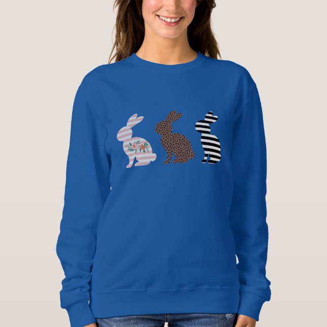 Sudadera Feliz Pascua Lindísimo Leopardo de Pascua Conejo  (Anverso)