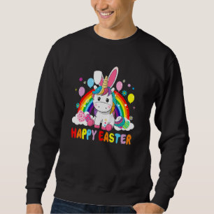 Sudadera Feliz Pascua, unicornio, con orejas de conejito co