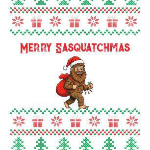 Sudadera Feliz patrón de Navidad fea de Sasquatch