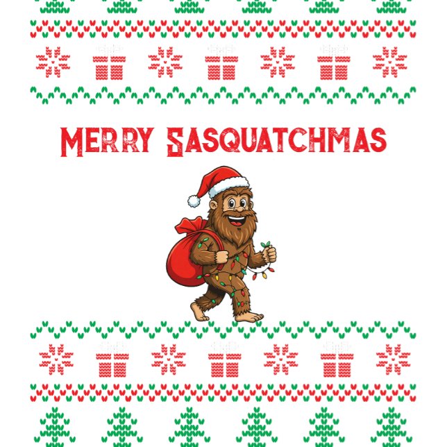 Sudadera Feliz patrón de Navidad fea de Sasquatch (Subido por el creador)