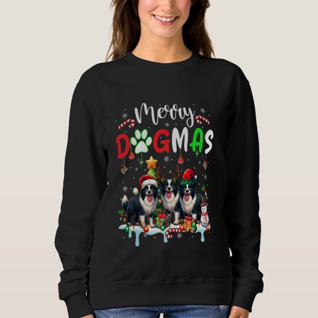 Sudadera Feliz perro de navidad tres renos de Santa Elf Bor (Anverso)