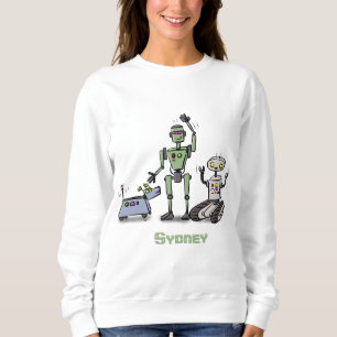 Sudadera Feliz personalizado de trío de robots lindos