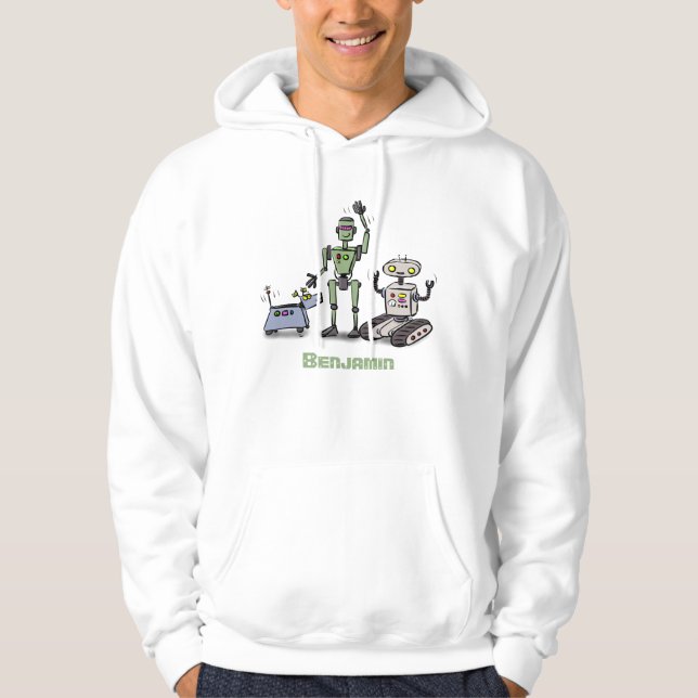 Sudadera Feliz personalizado de trío de robots lindos (Anverso)