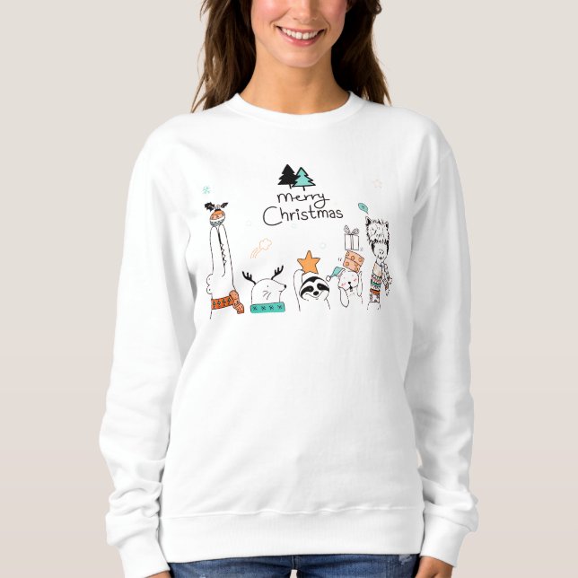 Sudadera Feliz Personalizado navideño Animales | Vacaciones (Anverso)