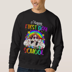 Sudadera Feliz primer día de clase, con la cabra en arco ir