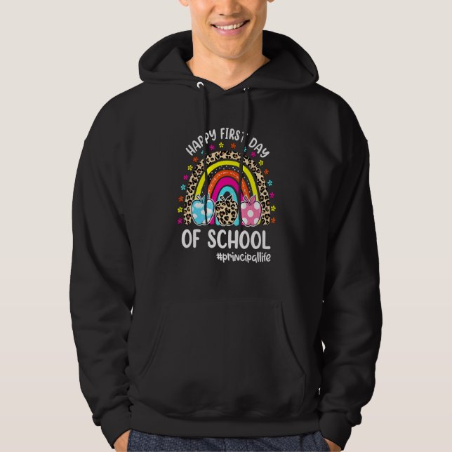 Sudadera Feliz Primer Día De Colegio Manzana De Arcoíris Di (Anverso)