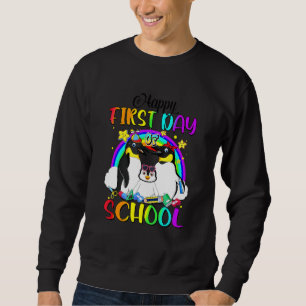 Sudadera Feliz Primer Día De Colegio Pingüino Arcoíris De V