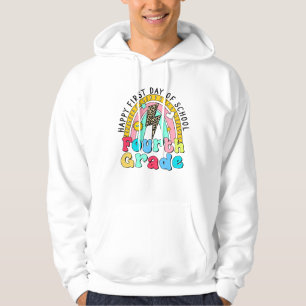 Sudadera feliz primer día de escuela cuarto grado arco iris