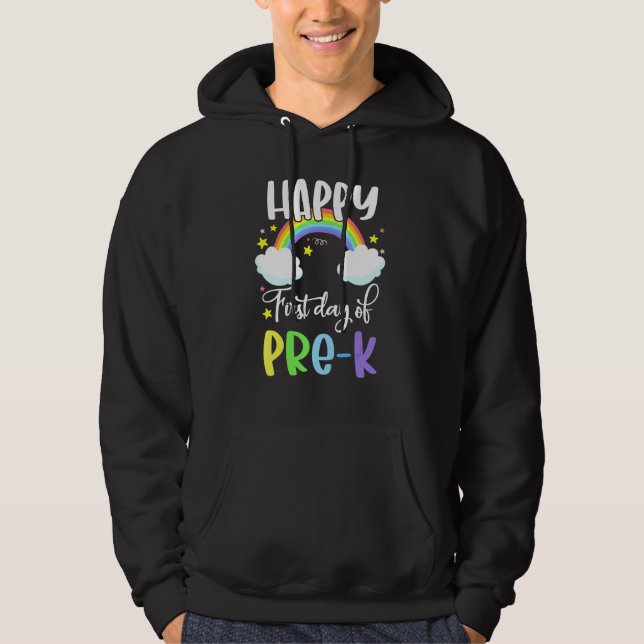 Sudadera Feliz primer día de estudiante preescolar Rainbow (Anverso)