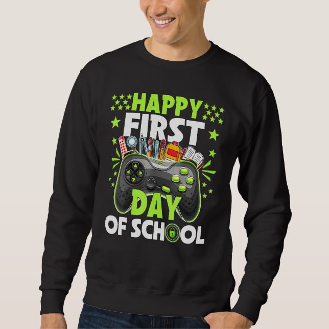 Sudadera Feliz Primer Día De La Escuela Preescolar Estudian (Anverso)