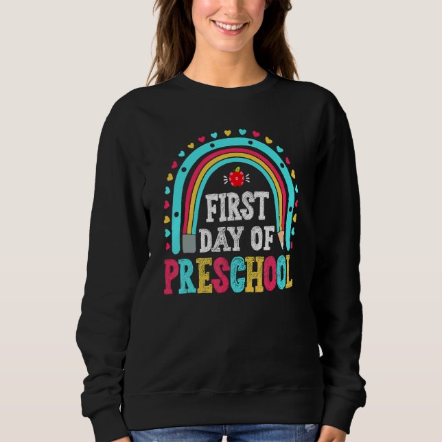 Sudadera Feliz Primer Día De Niños De Preescolar De Vuelta  (Anverso)