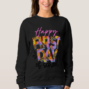 Sudadera Feliz Primer Día Del Colegio, Tie Dye Leopard 4º G