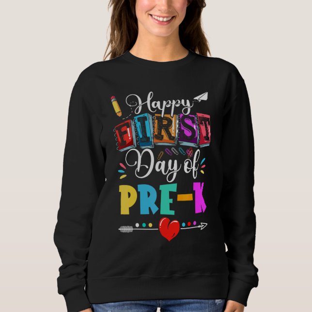 Sudadera Feliz Primer Día Del Profesor Preescolar De Vuelta (Anverso)