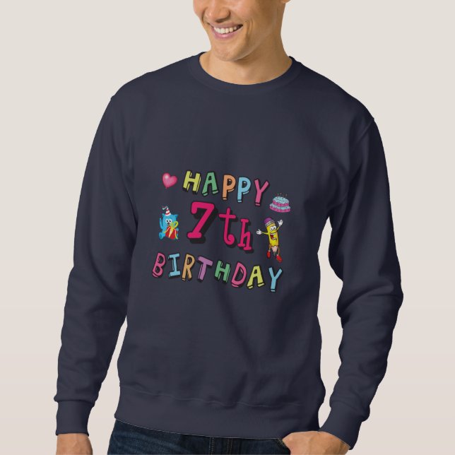 Sudadera Feliz séptimo cumpleaños, deseos de 7 años (Anverso)
