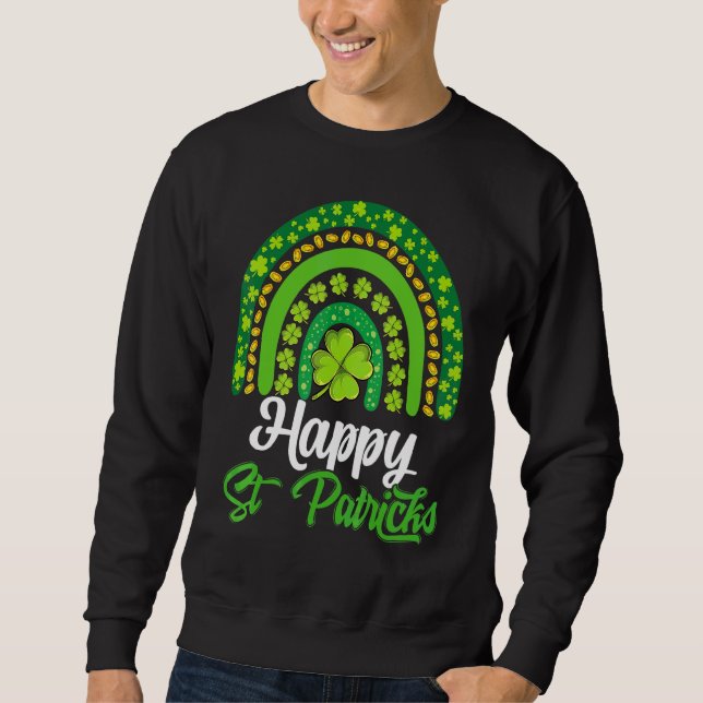 Sudadera Feliz St Patrones Lucky Irish Rainbow Shamrock Men (Anverso)