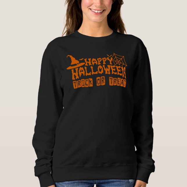 Sudadera Feliz truco de Halloween o trata a las mujeres (Anverso)