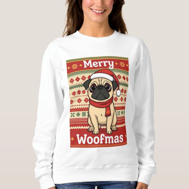 Sudadera Feliz Woofmas Pug (Anverso)