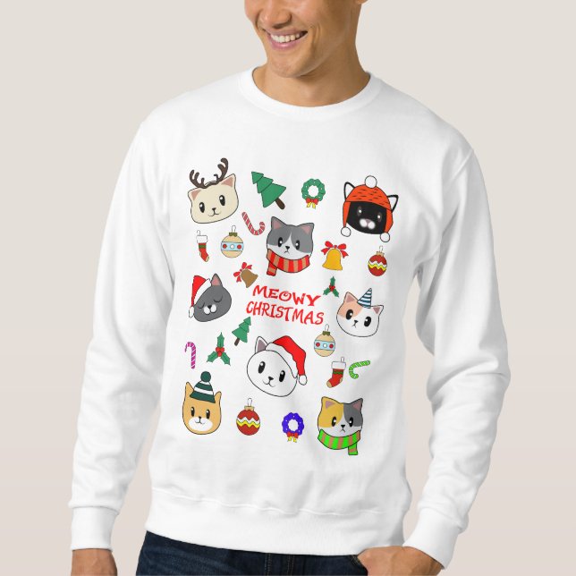 Sudadera FELIZ XMAS, Árbol de Navidad Meowy, regalo de Navi (Anverso)