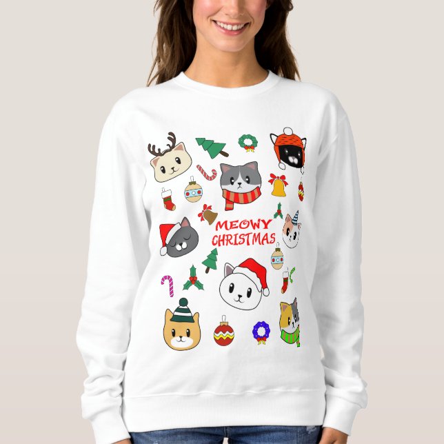 Sudadera FELIZ XMAS, Árbol de Navidad Meowy, regalo de Navi (Anverso)