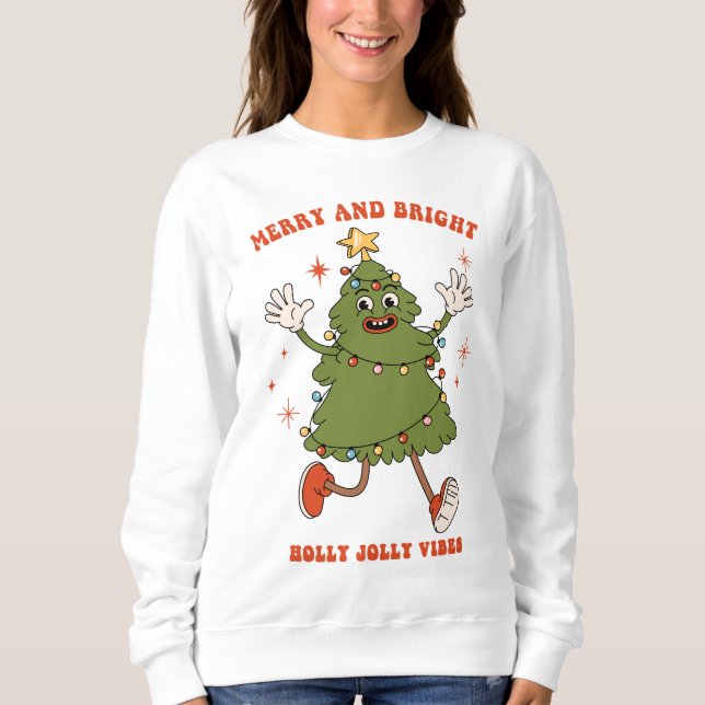 Sudadera Feliz y brillante fiesta en el árbol de Navidad (Anverso)