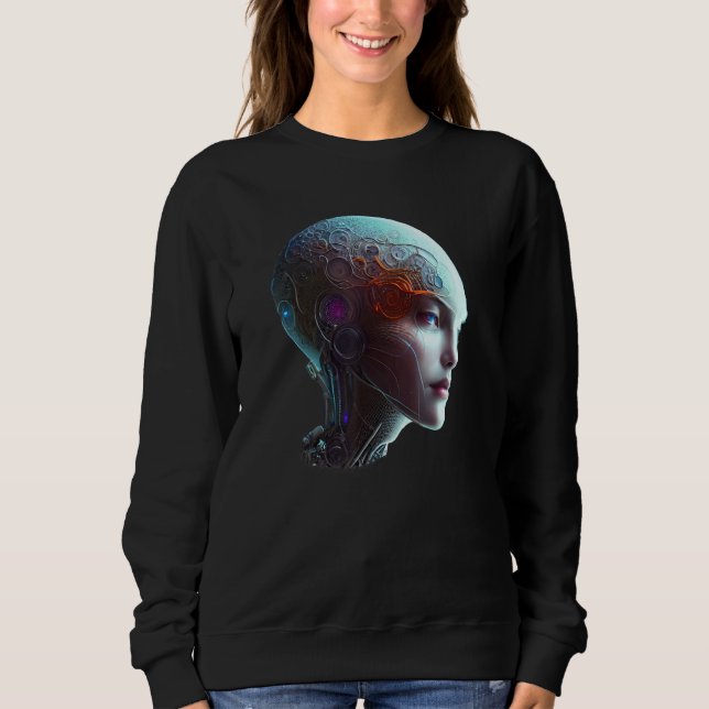 Sudadera Female Robot Sci Fi Cyborg Unique Futuristic Digit (Anverso)