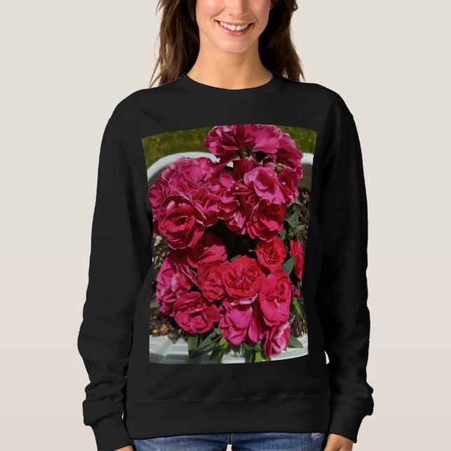Sudadera femenina de flores de rosa roja (Anverso)