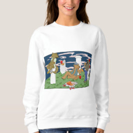 Sudadera Femenina de Hombres Lobo Comiendo Pizza