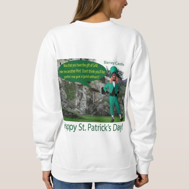 sudadera femenina. Feliz Día de San Patricio. (Reverso)