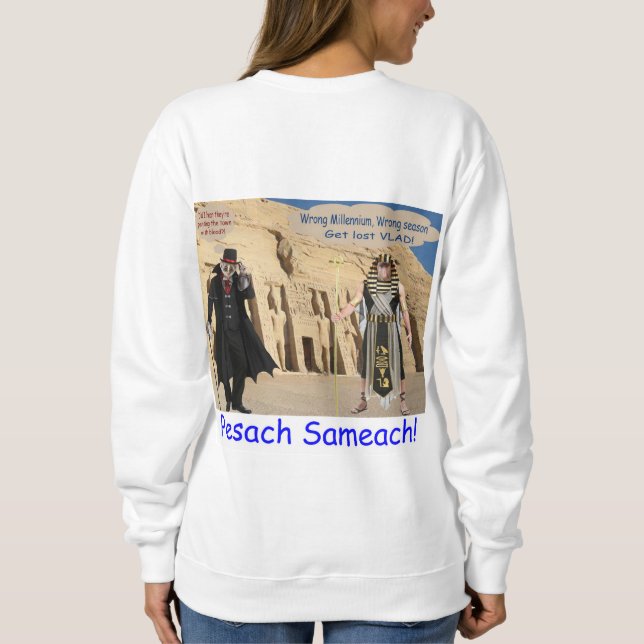 sudadera femenina. Feliz Pascua. (Reverso)