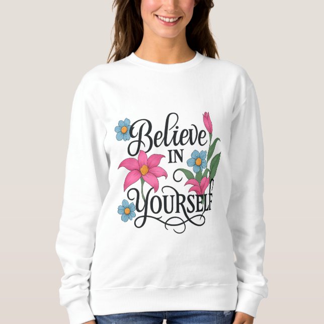 Sudadera femenina floral inspiradora (Anverso)