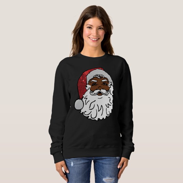 sudadera femenina santa claus negra (Anverso completo)