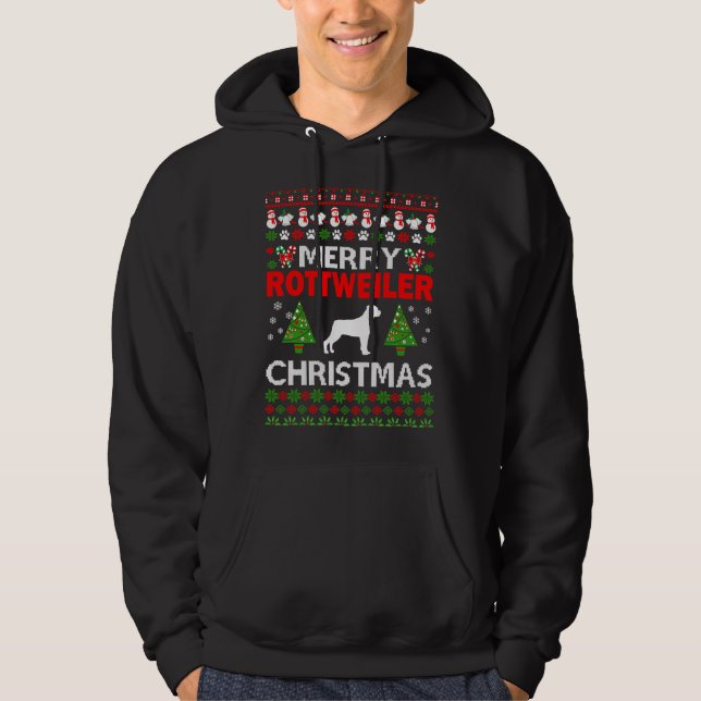 Sudadera Feo de los Navidades de Perro de Merry Rottweiler (Anverso)