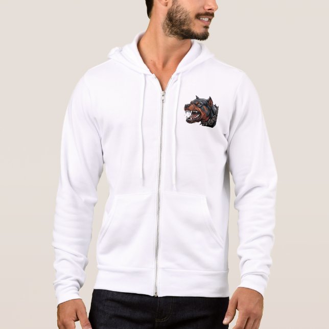 Sudadera Feroz arte de perro Rottweiler con collar de pinch (Anverso)