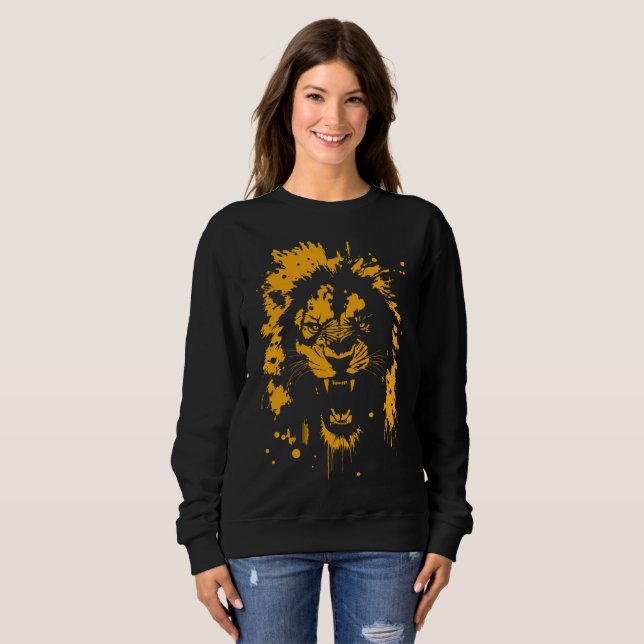 Sudadera Feroz arte de salpicar leones (Anverso completo)