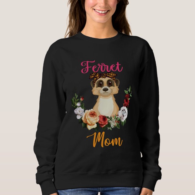 Sudadera Ferret Mom Floral Ferret Bow Tie  Mother s Day (Anverso)