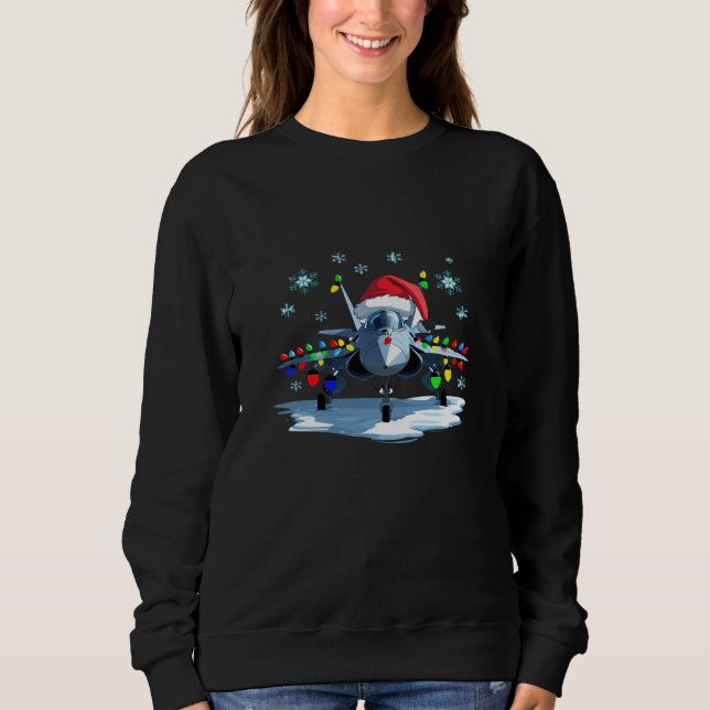 Sudadera Festive Fighter Jet Christmas Tee — Santa Hat  (Anverso)